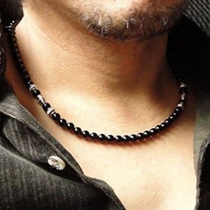Men's Black Onyx Necklace 18 inches